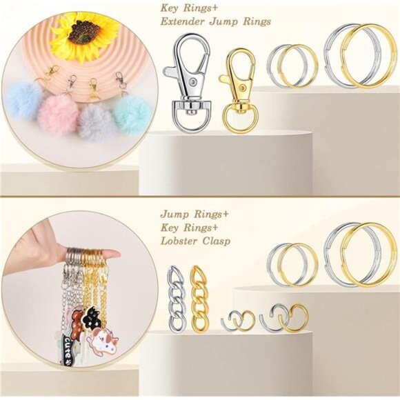 1130PCS Keychain Making Kit Jump Rings for Jewelry DIY Key chain - Picture 4 of 7